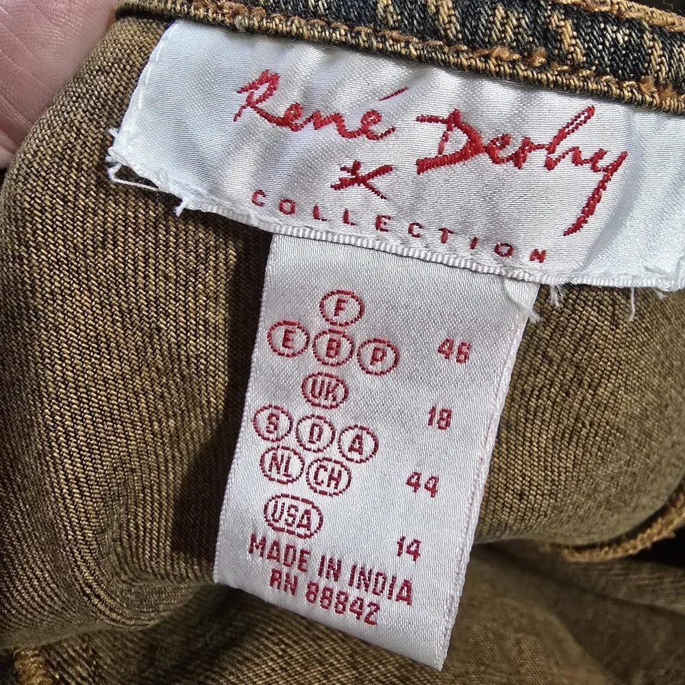 VTG René Derhy Patchwork Denim Maxi Skirt Boho Y2K Artsy USA 14 - Picture 8 of 12